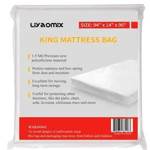 King Mattress Bag for Moving Storage, 1.5 Mil Clear Waterproof Plastic Mattress Storage Bag Cover, Disposal Mattress Protector for King/California King Size King Mattress Bag for Moving Storage, 1.5 Mil Clear Waterproof Plastic Mattress Storage Bag Cover, Disposal Mattress Protector for King/California King Size