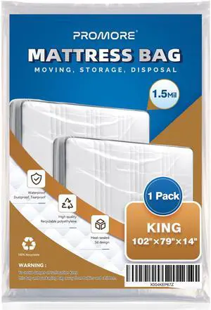 Plastic Mattress Bag for Moving Storage, King/Cal King Size, 1.5Mil Plastic Mattress Bag for Moving Storage, King/Cal King Size, 1.5Mil