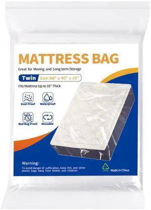 Mattress Bag for Moving Storage - Plastic Waterproof Mattress Protector Cover,Heavy-Duty Mattress Moving Supplies (1, Twin) Mattress Bag for Moving Storage - Plastic Waterproof Mattress Protector Cover,Heavy-Duty Mattress Moving Supplies (1, Twin)