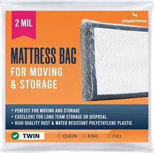 Twin Mattress Bag for Moving, Storage & Disposal, 2 Mil Thick Twin Mattress Bag for Moving, Storage & Disposal, 2 Mil Thick
