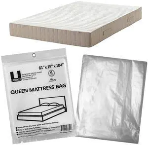 Queen Mattress Clear Plastic Poly Covers, 61 x 15 x 104 inch, Heavy Duty 2 mil, 1 Pack Queen Mattress Clear Plastic Poly Covers, 61 x 15 x 104 inch, Heavy Duty 2 mil, 1 Pack