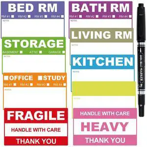 200 Count Removable Moving Labels, 3.4 x 2 in, 9 Colors with Pen 200 Count Removable Moving Labels, 3.4 x 2 in, 9 Colors with Pen