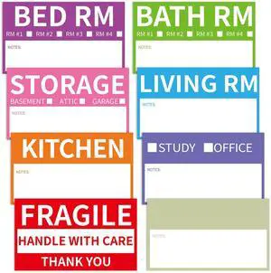 340 Home Moving Labels, 3.4 x 2 inches, 8-Color Coded Packing Box Stickers with Fragile and Blank Customizable Labels 340 Home Moving Labels, 3.4 x 2 inches, 8-Color Coded Packing Box Stickers with Fragile and Blank Customizable Labels