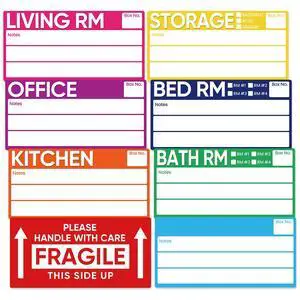 6 x 3 Inches Large Removable Moving Labels for Boxes, 180 Pack 8 Color Coded Moving Stickers for 3-4 Bedroom House, Waterproof Tear Resistant with Fragile & Blank Customizable Labels 6 x 3 Inches Large Removable Moving Labels for Boxes, 180 Pack 8 Color Coded Moving Stickers for 3-4 Bedroom House, Waterproof Tear Resistant with Fragile & Blank Customizable Labels