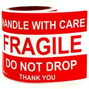 4 x 6 Inch 100 Fragile Stickers for Shipping & Moving Easy Tear, Permanent Adhesive, Handle with Care Stickers for Shipping Box, Carton, Parcel, Package, Pallet & More 4 x 6 Inch 100 Fragile Stickers for Shipping & Moving Easy Tear, Permanent Adhesive, Handle with Care Stickers for Shipping Box, Carton, Parcel, Package, Pallet & More