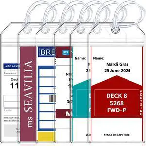 6 Pack Cruise Luggage Tag Holder, Cruise Essentials 2026 for NCL, Princess, Carnival, Royal Caribbean and Celebrity Cruise Luggage Tags for Travel Essentials 6 Pack Cruise Luggage Tag Holder, Cruise Essentials 2026 for NCL, Princess, Carnival, Royal Caribbean and Celebrity Cruise Luggage Tags for Travel Essentials