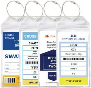 Cruise Luggage Tags for Suitcases 4 Sets Carnival, NCL, Princess & MSC Waterproof Clear Luggage Bag Tag Holders for 2025 & 2026 Cruise Ships Essentials Cruise Luggage Tags for Suitcases 4 Sets Carnival, NCL, Princess & MSC Waterproof Clear Luggage Bag Tag Holders for 2025 & 2026 Cruise Ships Essentials