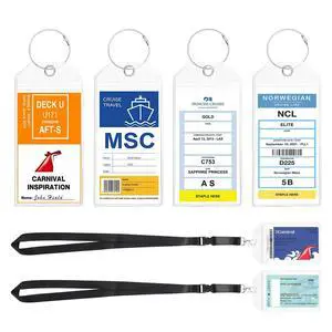 6 Pack Cruise Luggage tag Holder,Travel Essentials for Carnival, NCL, Princess, Royal Caribbean,Clear Luggage Tags with Zip Seal and Steel Loops, Cruise Essentials 2026 6 Pack Cruise Luggage tag Holder,Travel Essentials for Carnival, NCL, Princess, Royal Caribbean,Clear Luggage Tags with Zip Seal and Steel Loops, Cruise Essentials 2026