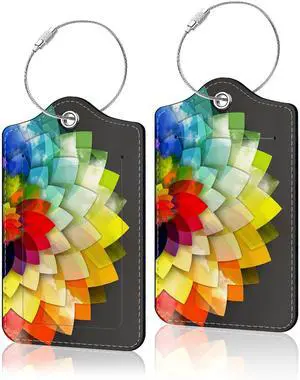 2 Pcs Luggage Tags for Suitcases PU Leather Luggage Tag with Privacy Cover Label Address Card and Durable Metal Ring Suitable for Suitcase Bag Handbags Backpacks Travel Accessories 2 Pcs Luggage Tags for Suitcases PU Leather Luggage Tag with Privacy Cover Label Address Card and Durable Metal Ring Suitable for Suitcase Bag Handbags Backpacks Travel Accessories