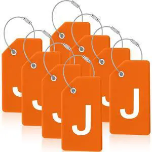 8 Pcs Initial Letter A-Z Luggage Tags Silicone Suitcase Instrument Tag with Name Card and Stainless Steel Loop(Letter J,Orange) 8 Pcs Initial Letter A-Z Luggage Tags Silicone Suitcase Instrument Tag with Name Card and Stainless Steel Loop(Letter J,Orange)