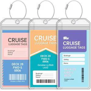 Clear Cruise Luggage Tag Holder, Wide, 3 Pack Clear Cruise Luggage Tag Holder, Wide, 3 Pack