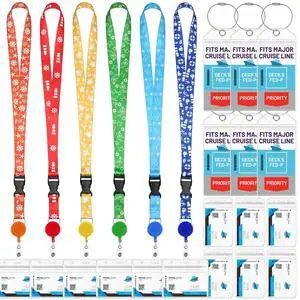 Cruise Lanyards, 6 Pack Waterproof Cruise Luggage Tags with Ship Key Card Badge Holder Travel Lanyard Retractable, Cruise Essentials Accessories Cruise Lanyards, 6 Pack Waterproof Cruise Luggage Tags with Ship Key Card Badge Holder Travel Lanyard Retractable, Cruise Essentials Accessories