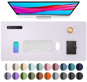 Large PU Leather Desk Pad Protector Non-Slip Mouse Pad & Writing Mat for Office/Home, Waterproof, Easy to Clean (Soft Lavender, 23.6" x 13.7") Large PU Leather Desk Pad Protector Non-Slip Mouse Pad & Writing Mat for Office/Home, Waterproof, Easy to Clean (Soft Lavender, 23.6" x 13.7")