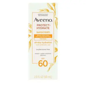 Protect + Hydrate SPF 60 Face Sunscreen, Prebiotic Oat, 2 fl oz Protect + Hydrate SPF 60 Face Sunscreen, Prebiotic Oat, 2 fl oz