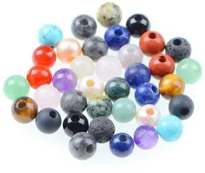 Natural Gemstone 8mm Round Loose Beads Big Hole 2.5mm Sized 40pcs (Mixed Colour) Natural Gemstone 8mm Round Loose Beads Big Hole 2.5mm Sized 40pcs (Mixed Colour)