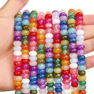 1 Strand Natural 5 * 8mm Mulitcolor Rondelle Beads, Natural Abacus Disk Stone Beads Loose Spacer Gemstone for DIY Bracelet Necklace Jewelry Making 1 Strand Natural 5 * 8mm Mulitcolor Rondelle Beads, Natural Abacus Disk Stone Beads Loose Spacer Gemstone for DIY Bracelet Necklace Jewelry Making