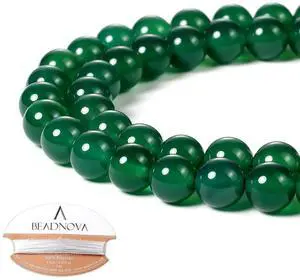 8mm Natural Green Agate Gemstone Round Loose Beads for Jewelry Making (45-48pcs) 8mm Natural Green Agate Gemstone Round Loose Beads for Jewelry Making (45-48pcs)