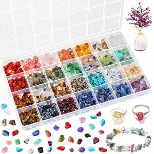 Crystal Chips Beads for Ring Making, 28 Colors Gemstone Beads for Jewelry Making, Crystal Ring Making Kit with Plastic Box for Jewelry Ring, Bracelets, Earring Making Supplies Crystal Chips Beads for Ring Making, 28 Colors Gemstone Beads for Jewelry Making, Crystal Ring Making Kit with Plastic Box for Jewelry Ring, Bracelets, Earring Making Supplies