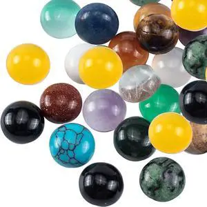 46pcs 23 Styles Stone Cabochons 8mm Gemstone Half Round Flatback Gemstones Beads Quartz Chakra Stone Crystal for Earring Necklace Bracelet Jewelry Making 46pcs 23 Styles Stone Cabochons 8mm Gemstone Half Round Flatback Gemstones Beads Quartz Chakra Stone Crystal for Earring Necklace Bracelet Jewelry Making