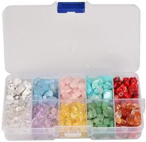 Gemstone Beads, Natural Chips Irregular 10 Color Passion Theme Assorted Box Set Loose Beads 7~8mm Crystal Energy Stone Healing Power for Jewelry Making(Plastic Box is Included) Gemstone Beads, Natural Chips Irregular 10 Color Passion Theme Assorted Box Set Loose Beads 7~8mm Crystal Energy Stone Healing Power for Jewelry Making(Plastic Box is Included)