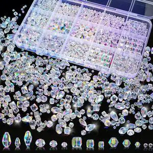 1500 Pcs Crystal Glass Beads for Jewelry Making 12 Styles Bicone, Rondelle, Cube, Teardrop & 3mm Spacer Beads, DIY Bracelet Necklace Earring Craft Kit with Organizer Box(AB Color) 1500 Pcs Crystal Glass Beads for Jewelry Making 12 Styles Bicone, Rondelle, Cube, Teardrop & 3mm Spacer Beads, DIY Bracelet Necklace Earring Craft Kit with Organizer Box(AB Color)