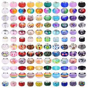 240 Pieces Assorted European Craft Beads Large Hole Lampwork Spacer Beads Colorful European Beads for DIY Necklace Bracelet Jewelry Making (Mix Color Style) 240 Pieces Assorted European Craft Beads Large Hole Lampwork Spacer Beads Colorful European Beads for DIY Necklace Bracelet Jewelry Making (Mix Color Style)