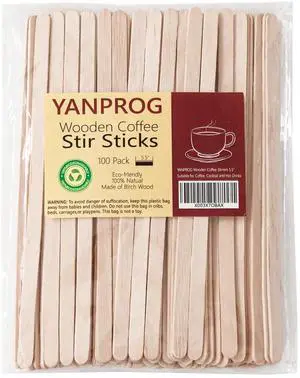 Wooden Coffee Stirrers 5.5" Coffee Stir Sticks 100 Pcs, Natural Birch Round End Thick Birch Wood Eco-Friendly Suitable for Coffee, Cocktail and Hot Drinks Wooden Coffee Stirrers 5.5" Coffee Stir Sticks 100 Pcs, Natural Birch Round End Thick Birch Wood Eco-Friendly Suitable for Coffee, Cocktail and Hot Drinks