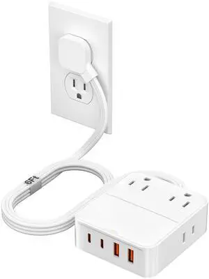 Flat Plug Power Strip with USB Ports-4 AC&4 USB Ports, Extension Cord Flat Plug Power Strip with USB Ports-4 AC&4 USB Ports, Extension Cord