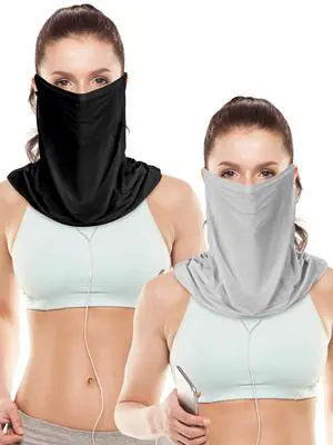 2 Pcs Sun Protecton Face Mask Neck Gaiter for Men Women UV Face Cover Bandana Scarf for Summer Outdoor Activities(Black, Light Grey) 2 Pcs Sun Protecton Face Mask Neck Gaiter for Men Women UV Face Cover Bandana Scarf for Summer Outdoor Activities(Black, Light Grey)