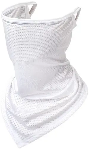Balaclava Neck Gaiter with Ear Loops Scarf Bandana UV Sun Protection Outdoors Face Mask Cover for Women Men(White) Balaclava Neck Gaiter with Ear Loops Scarf Bandana UV Sun Protection Outdoors Face Mask Cover for Women Men(White)
