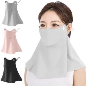 UPF 50+ Face Mask for Women & Men Ice Silk Cooling Mask with Breathable Mouth Opening, Adjustable Ear Loops, Washable UV Protection Face Cover for Outdoor Sports, Golf, Hiking, Cycling, Grey UPF 50+ Face Mask for Women & Men Ice Silk Cooling Mask with Breathable Mouth Opening, Adjustable Ear Loops, Washable UV Protection Face Cover for Outdoor Sports, Golf, Hiking, Cycling, Grey