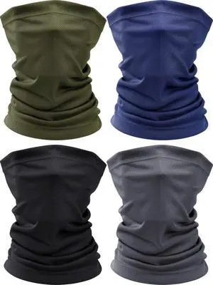 4 Pcs Neck Gaiter Face Cooling Mask UV Sun Protection Scarf Thin Breathable Neck Gaiter Bandana for Men Women Cycling(Black, Army Green, Navy, Grey) 4 Pcs Neck Gaiter Face Cooling Mask UV Sun Protection Scarf Thin Breathable Neck Gaiter Bandana for Men Women Cycling(Black, Army Green, Navy, Grey)