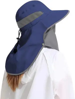 Outdoor Sun Hat Detachable Neck Face Flap UPF 50+UV Protection Visor Fishing Hats with Neck Flap for Men & Women Navy Outdoor Sun Hat Detachable Neck Face Flap UPF 50+UV Protection Visor Fishing Hats with Neck Flap for Men & Women Navy
