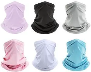 Neck Gaiter Face Mask: 6 Pack Cooling UV Sun Protection Bandana Neck Gaiter Face Mask: 6 Pack Cooling UV Sun Protection Bandana