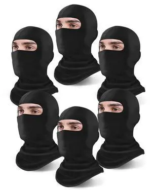 6 Piece Ski Balaclava, UV Protector Face Mask for Men/Women, Black 6 Piece Ski Balaclava, UV Protector Face Mask for Men/Women, Black