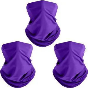 3 Pcs Neck Gaiter UV Protection Windproof Face Cover,Purple 3 Pcs Neck Gaiter UV Protection Windproof Face Cover,Purple