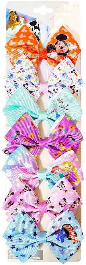 Disney 100 - Hair Accessories Gift Set - Disney Hair Bows - 7 Pcs 4 Inch Bow Bundle - Hair Bows for Girls - Different Print on Each Clip - Alligator Clip - Ages 3 + Disney 100 - Hair Accessories Gift Set - Disney Hair Bows - 7 Pcs 4 Inch Bow Bundle - Hair Bows for Girls - Different Print on Each Clip - Alligator Clip - Ages 3 +