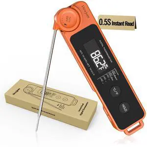 0.5 Sec Instant Read Meat Thermometer for Cooking, Ultra-Fast Digital Food Thermometer with Backlight, ±0.5°F Accuracy, IP67 WaterproofAuto-Rotate/On/OffPerfect for Grilling, BBQ, Smoker-Tangerine 0.5 Sec Instant Read Meat Thermometer for Cooking, Ultra-Fast Digital Food Thermometer with Backlight, ±0.5°F Accuracy, IP67 WaterproofAuto-Rotate/On/OffPerfect for Grilling, BBQ, Smoker-Tangerine