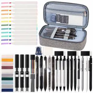 College Stationery Set with Large Pencil Case Black Retractable Gel Pens Highlighters Mechanical Pencils Pens Sticky Notes Index Tab Set for Men Office Journaling Back to School Supplies College Stationery Set with Large Pencil Case Black Retractable Gel Pens Highlighters Mechanical Pencils Pens Sticky Notes Index Tab Set for Men Office Journaling Back to School Supplies