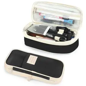 Pencil Case, Large Capacity Aesthetic Pencil Cases with Durable Zipper, Big Stationery Pencil Pouch for Women & Men, Adults Portable Storage Organizer Bag for College, office, Travel (Black) Pencil Case, Large Capacity Aesthetic Pencil Cases with Durable Zipper, Big Stationery Pencil Pouch for Women & Men, Adults Portable Storage Organizer Bag for College, office, Travel (Black)