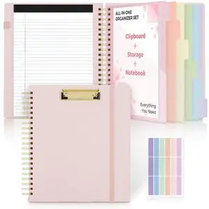 Clipboard Folder with Storage, 6 Dividers with 12 Pockets for Letter Size, Storage Clipboard Folio with Refillable Notepad, Spiral Clipboards Padfolio for Teacher Nurse Clipboard Folder with Storage, 6 Dividers with 12 Pockets for Letter Size, Storage Clipboard Folio with Refillable Notepad, Spiral Clipboards Padfolio for Teacher Nurse