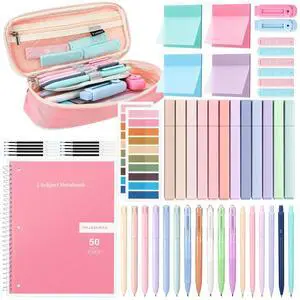 55Pcs Aesthetic School Supplies with Cute Pen Case Back to School Supplies College Essentials Preppy Stationery Set with Notebook Pastel Highlighters Pens Mechanical Pencils for Students 55Pcs Aesthetic School Supplies with Cute Pen Case Back to School Supplies College Essentials Preppy Stationery Set with Notebook Pastel Highlighters Pens Mechanical Pencils for Students