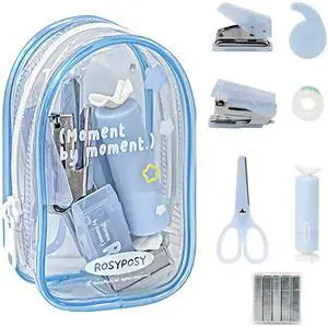 7-Piece Office Supplies Kit Set - Portable Mini Stationery Organizer with Compact Scissors & Hole Punch for Office Work, School Supplies & Desk Accessories 7-Piece Office Supplies Kit Set - Portable Mini Stationery Organizer with Compact Scissors & Hole Punch for Office Work, School Supplies & Desk Accessories