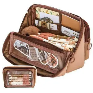 Large Pencil Pouch Big Pencil Case Big Capacity Aesthetic Pen Cosmetic Bag Pen Stationery Organizer Simple, College Office Home Travel Storage Bag (Brown) Large Pencil Pouch Big Pencil Case Big Capacity Aesthetic Pen Cosmetic Bag Pen Stationery Organizer Simple, College Office Home Travel Storage Bag (Brown)