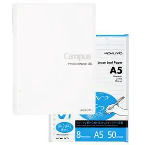 Campus 2x2 Spiral Binder Notebook, A5 Refillable Binders with 60 Refill Papers in 8mm Ruled, 80 Sheets Capacity, Light Color Notebook for School, Work, Note Taking. Transparent Campus 2x2 Spiral Binder Notebook, A5 Refillable Binders with 60 Refill Papers in 8mm Ruled, 80 Sheets Capacity, Light Color Notebook for School, Work, Note Taking. Transparent
