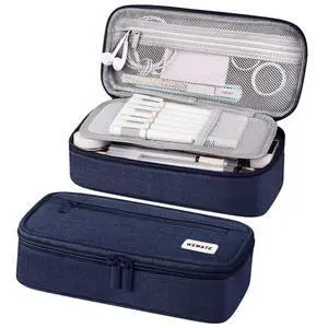 Pencil Case, Large Storage Organizer for Stationery, Back - to - School Essential, Teacher Must - have, Big Pencil Pouch, Marker Case School Supplies for College & High School Blue Pencil Case, Large Storage Organizer for Stationery, Back - to - School Essential, Teacher Must - have, Big Pencil Pouch, Marker Case School Supplies for College & High School Blue