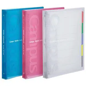 Campus Slide Binder with 5 Tab Dividers, Middle Type, B5, 26 Holes, Up to 100 Sheets, 3 Colors of Blue, Pink & Transparent, Japan Import (RU-P333) Campus Slide Binder with 5 Tab Dividers, Middle Type, B5, 26 Holes, Up to 100 Sheets, 3 Colors of Blue, Pink & Transparent, Japan Import (RU-P333)