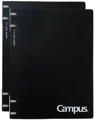 Campus Refillable Notebook, 2 Pack B5 2x2 Slim Ring Binder Notebook with Customizable Title Page, 40 Sheets Capacity. Suitable for 26 Holes Loose Leaf Paper, Black (AML-NP704DX2) Campus Refillable Notebook, 2 Pack B5 2x2 Slim Ring Binder Notebook with Customizable Title Page, 40 Sheets Capacity. Suitable for 26 Holes Loose Leaf Paper, Black (AML-NP704DX2)