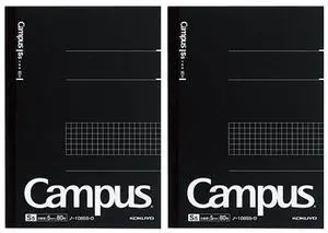 Campus Pre-Dotted Notebook, Semi A5, 5mm Grid Ruled - 80 Sheets - 160 Pages, Black (2 pack) Campus Pre-Dotted Notebook, Semi A5, 5mm Grid Ruled - 80 Sheets - 160 Pages, Black (2 pack)