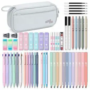 56 PCS Aesthetic School Supplies with Pencil Case (Grey) 56 PCS Aesthetic School Supplies with Pencil Case (Grey)